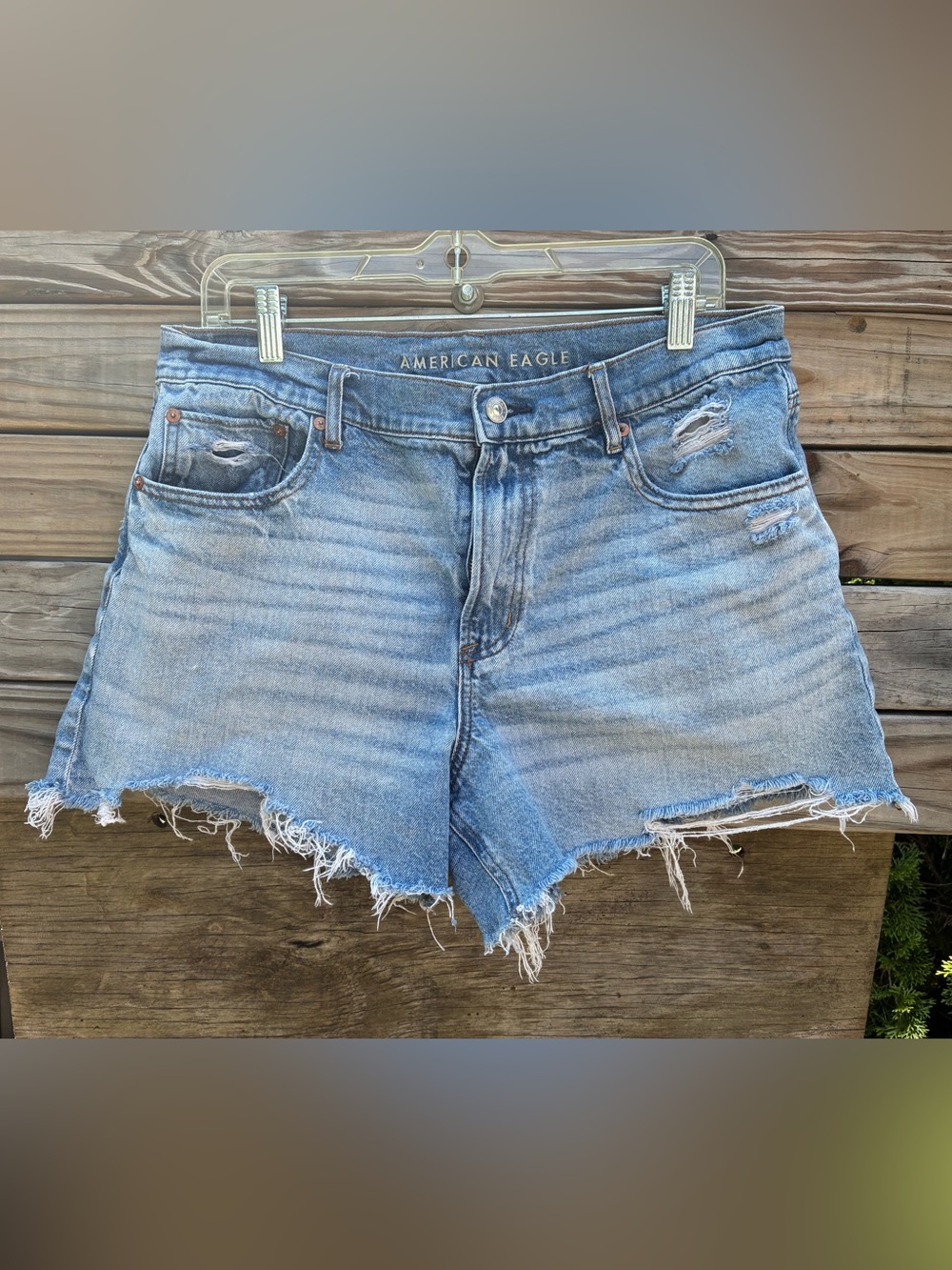 American Eagle Outfitters Light Blue Distressed Relaxed Short Size 12